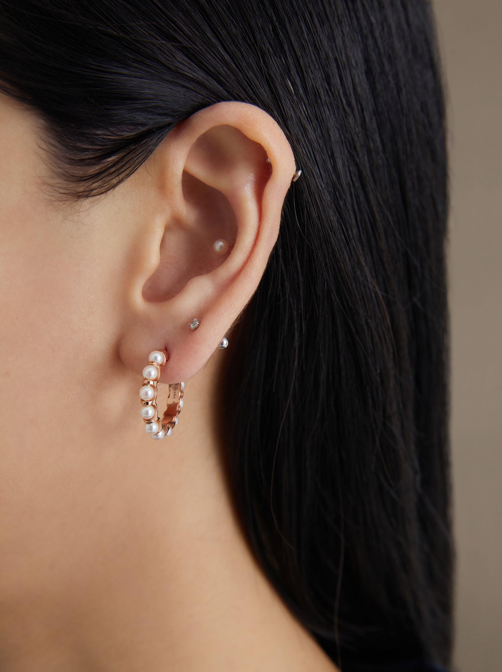 AKOYA 小圈珍珠耳環